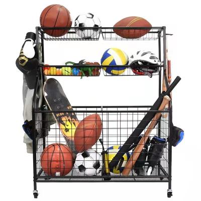 China Factory Customization Sustainable Toy Storage Organizer Home Storage Cart For Basketballs And Footballs for sale