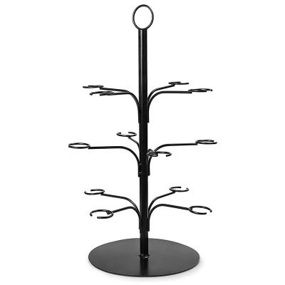 China Viable Freestanding Black Metal Stemware Decorative Wine Glass Storage and Display Table Rack for sale