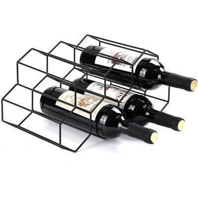 China Gold Metal Wine Rack Wine Rack Countertop Free Stocked Tabletop Wine Rack for sale