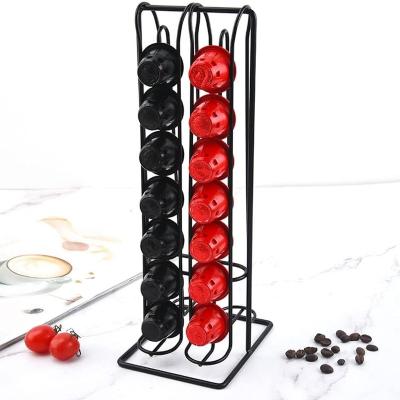 China Metal Coffee Capsule Storage Rack Iron Coffee Capsule Holder Dispenser Double Sided Coffee Display Rack for sale