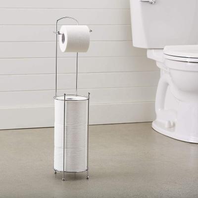 China Modern Metal Bathroom Toilet Paper Holder Paper Towel Roll Holder Shelf User-Friendly Single Freestanding Stand Holder for sale