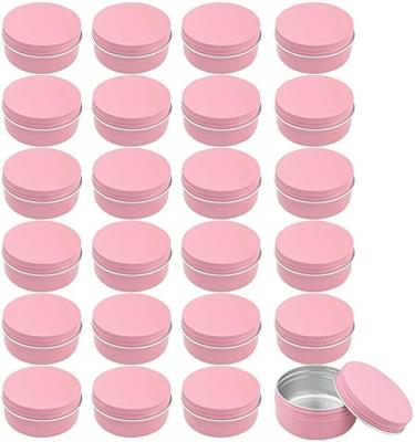 China Personal Care 50ml Round Tins Aluminum Lip Balm Tin Cans - Pink Cosmetic Sample Containers With Screw Cap - Metal for sale