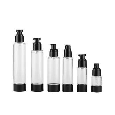 China Wholesale 15ml 30ml 50ml 80ml Skin Care Cream Slik-screen Printing Clear Black Plastic Airless Bottle With Pump Sprayer for sale