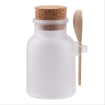 China Free Sample 100ml 200ml 300ml 500ml Skin Care Cream ABS Frosted Bath Salt Bottle / Jar With Wooden Lids In Stock for sale