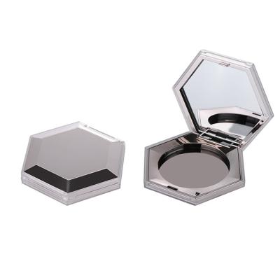 China Recyclable in with stock hexagon highlighter case pressed powder container gloss / without aluminum plate Logo Available for sale