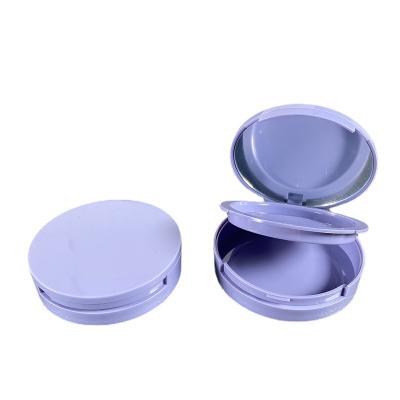 China Private Label Recyclable Purple Double Layer With Mirror Empty Plastic Makeup Cosmetic Packaging Pressed Powder Compact Case for sale