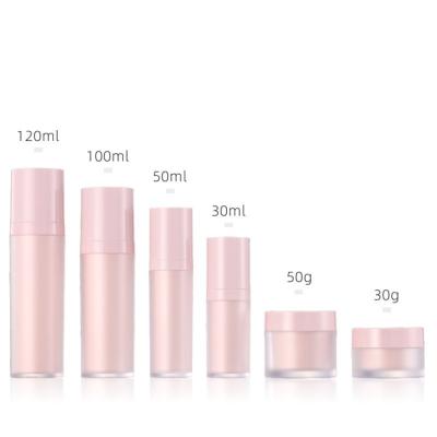 China New Design Wholesale 30ml-120ml Cosmetic Pink AS Double-Layer Lotion Bottle Cosmetics In Empty Acrylic Bottles Logo Available for sale