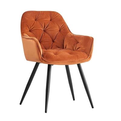 China Design Revolving Furniture Dining Chair Velvet Upholstery Lounge Chair With Armrests Metal Legs for sale