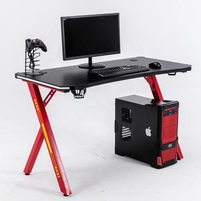 China (Size)Adjustable 2022 Lowest Price In History Steel Frame PC Gaming Desk RGB Light Red Gaming Table For Home for sale