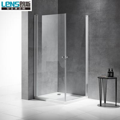 China Frameless 2 Panel Open Interior And Exterior Corner Shower Enclosure Pivot Door Tempered Glass Corner Shower Cubicle for sale