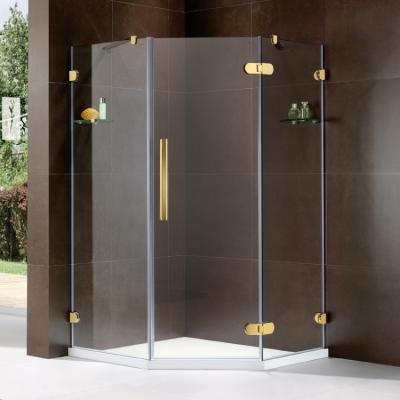 China China Factory Luxury Brass Frameless Pivot Door Quadrant Shower Enclosure / Frameless Shower Room for sale