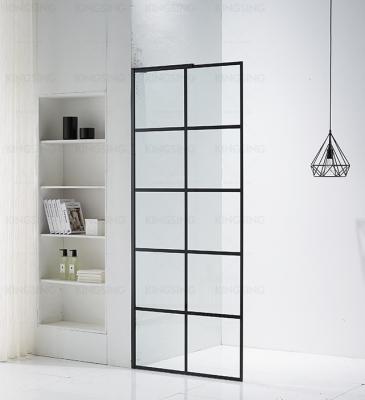 China With Frame Bathroom Partition Matt Black Frame Glass Shower Free Standing Easy Cleaning Screen for sale