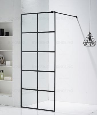 China With view bathroom glass partition safety walk in shower screen with black slik-screen stripe for sale