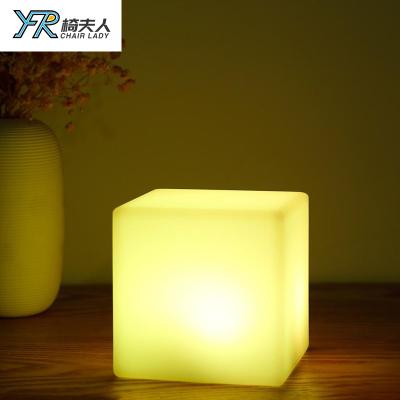 China Modern Outdoor RGB Color Lighting Change Bar Stool Plastic Luminous Cube LED Light Bar Stool for sale