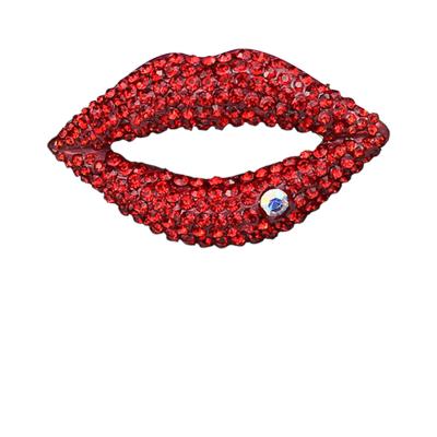 China 2021 Skull Best Seller Gold Plated Color Red Lips Crown Rhinestone Brooch for sale