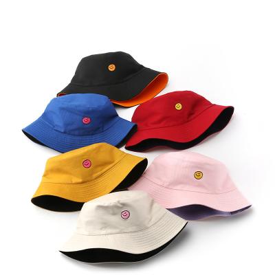 China Custom Women Man Designer Embroidery Hat Character Sun Summer Double Side Plain Cotton Logo Reversible Fisherman Bucket Hat for sale