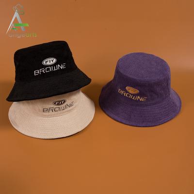 China Character Customize High Quality Bucket Hat Popular Corduroy Design Your Own Custom Plain Bucket Hat Wholesale Embroidered Fishmen Hat for sale