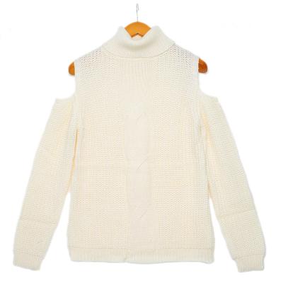 China Breathable Warm Sale Plain Colors Luxury Ladies Chunky Off Shoulder Neck Winter Knitted Sweater for sale