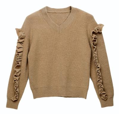 China Other Short Style V Neck Pleated High Quality Luxury Customized Sleeves Sweaters Women Tops for sale