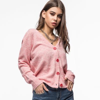 China Breathable Custom Knitted Knitted Elegant Fitted Women's Long Sleeve Pink Sweater Pink Sweater Sweater Sweater for sale