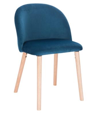 China Navy Blue Comfortable Modern Dining Chairs With Oak Wooden Leg Modern Comfortable Contemporary Dining Chairs for sale