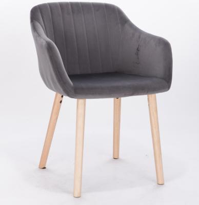 China Comfortabele Opgevulde het Dineren van Grey Velvet Mid Back Oak Stoelen Te koop