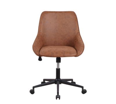 China Easy Cleaning Leather Brown PU Office Desk Chair Upholstered With Padded Seat And Comfortable Back for sale