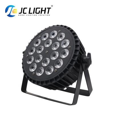 China Bar nightclub events weddings hotels restaurant stage Professional Dmx Rgbw Mini 18pcs 18*10w 4in1 Par Light Led Flat Slim Aluminum Housing Par Light Stage Effect Lightings for sale