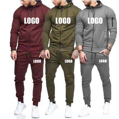 China Wholesale Cutom Logo Hoodie Jogger Zipper Pullover Breathable Sweatsuit Sportswear Men Long Sleeve 2 Piece Sets Tracksuit Gear for sale