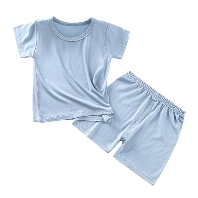 China Sweet Summer Custom Logo Wholesale Children's Clothing T-shirts and Pants Set 100% Modal Two Piece Girl's Boy's Shorts Sets for sale