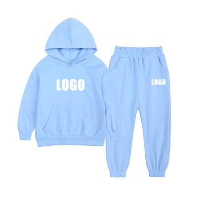 China Causal Logo Wholesale Custom Long Pants Tracksuits Cotton Kid Hoodie Two Piece Sets Children Clothing Solid Sport for sale