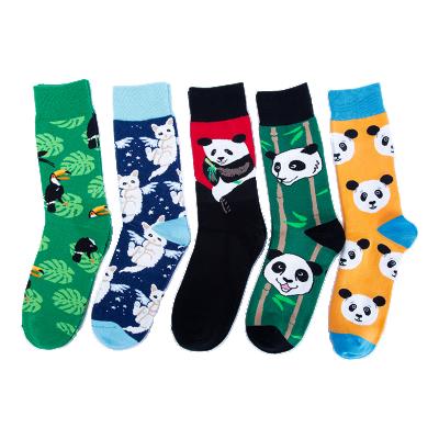 China Hot Selling Antibacterial Colorful Animal Cat Panda Cartoon Cotton Happy Crew Socks For Men And Women for sale