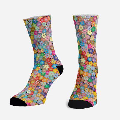 China Designer QUICK DRY Custom Logo Unisex 3D 360 Degree Seamless All Over Cartoon Colorful Crew Print Photo Happy Socks for sale