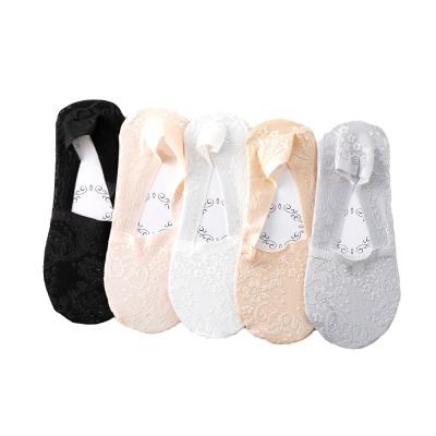 China Summer Anti-Fault Women Anti-Slip Cool Silk Breathable Thin Lace Invisible Ice Socks for sale