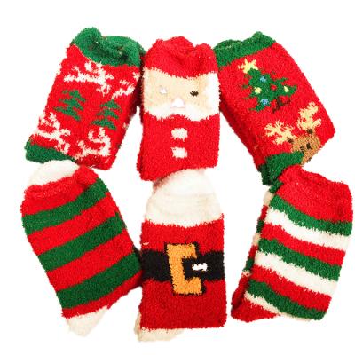 China Wholesale Custom Viable Gift Box Winter Coral Fleece Indoor Floor Cozy Warm Fuzzy Christmas Socks For Women for sale