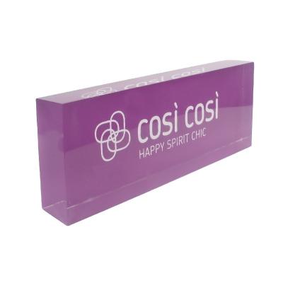 China Custom Display Price Display Block Engraved Logo Block Clear Brand Display Acrylic Block for sale