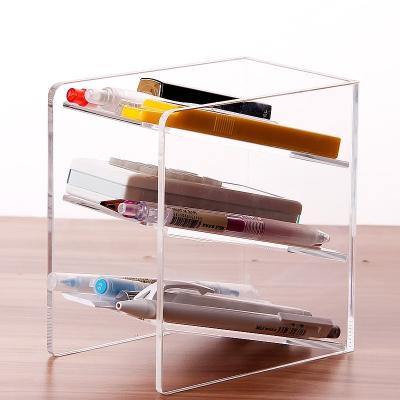 China Acrylic Pen Pencil Holder Office Desk Stationery Stand Desk Set for sale