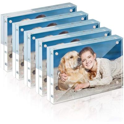 China Recyclable Custom Logo Acrylic Double Sided A4 Clear Rectangle Acrylic Magnetic Photo Frame for sale