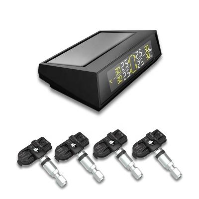 China ABS+Aluminum Alloy Tire Pressure Monitoring System Solar Wireless TPMS with 4 Tire internal Sensors Digital LCD Display Auto Security Alarm TPMS for sale