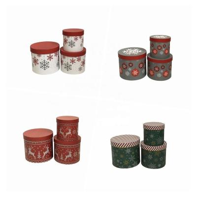 China Three-piece set Christmas spot flower hug bucket handmade round round bucket flower box flower gift box for sale