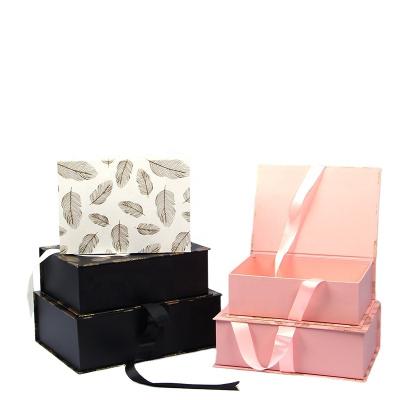 China Handmade Rectangular Three Piece Gift Box With Tan Flip Lid for sale