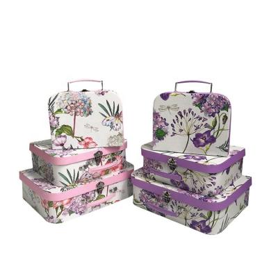 China Suitcase European Style Printed Gift Box Handmade Three-piece Set for sale