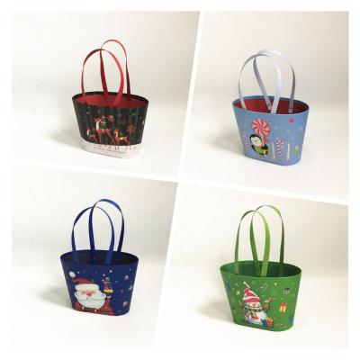 China Handmade Christmas Flower Paper Portable Basket for sale