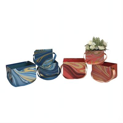 China Factory direct sales handmade portable flower box bronzing flower three-piece gift box small flower bucket for sale