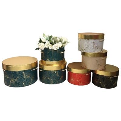 China Handmade Round Flower Box High-grade Gold Bronzing Three-Piece Paper Box for sale