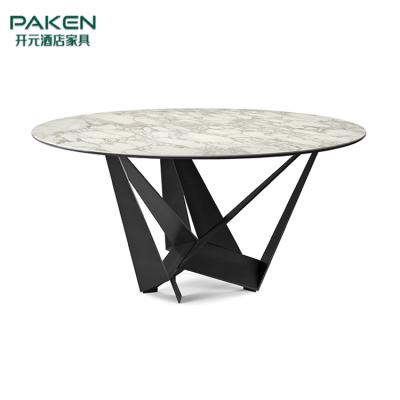 China Modern Design Foshan Factory Customized Style Luxury Round Top Marble Dining Table For Villa Dining Room for sale