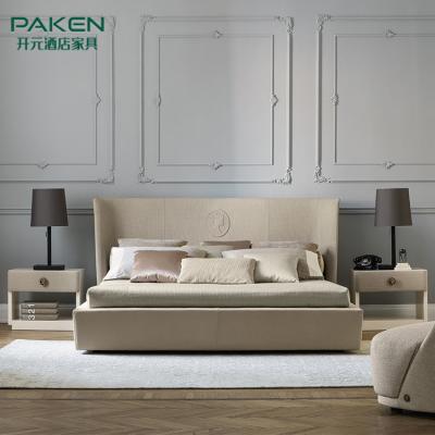 China Modern Design China Supplier Paken Style Villa Bedroom Furniture Custom King Queen Size Bed for sale