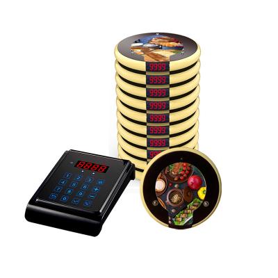 China Customized Logo Artom Electronic Buzzer System Guest Coaster Wireless Pager with Logo Waterproof for Fast Food Restaurant Cafe for sale