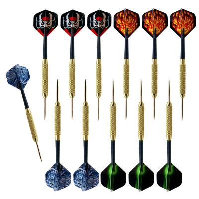 China Hot Selling 12 Pieces Steel Dart Darts Set PET Flying Game Darts for sale