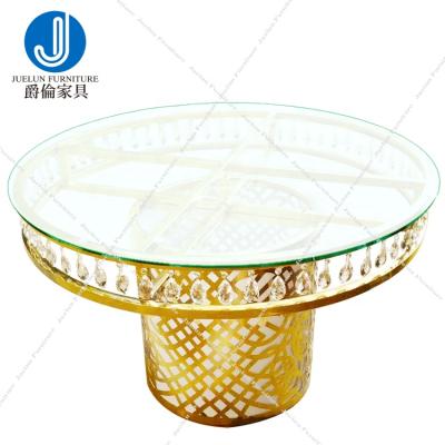 China Glass Cake Table Cake Stands Luxury Gold Stainless Steel Wedding Crystal Cake Table for sale